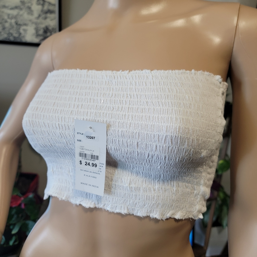 White Smocked Tube Top